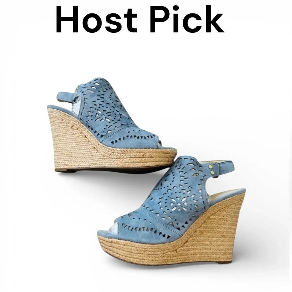 Marc Fisher Blue Wedge Peep-Toe Shoes Size 10